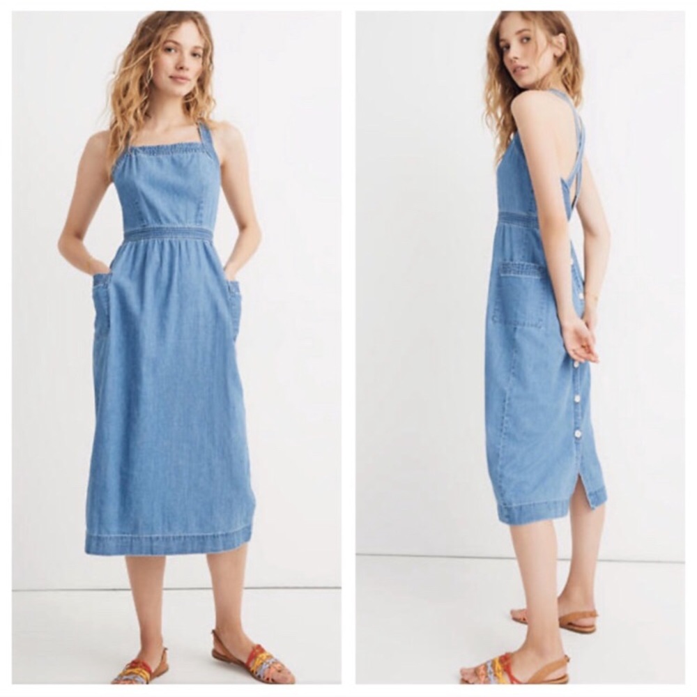 Madewell Denim Apron Midi Dress NWT Sz 8